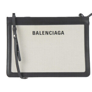BALENCIAGA Black Leather Clutch Bag